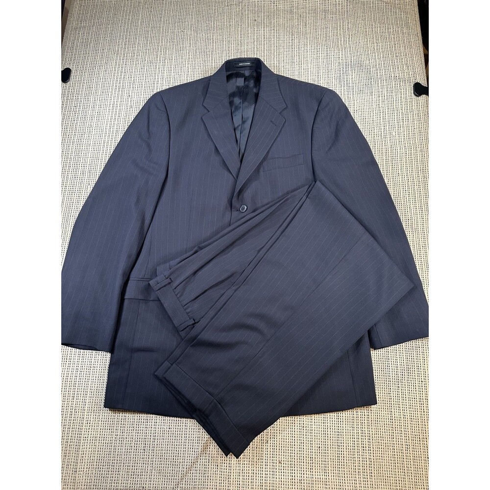 Polo University Club Ralph Lauren Mens 42L Blue Pinstripes Three Button Vintage